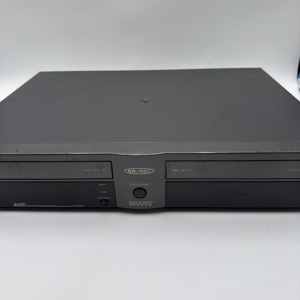 Go-Video GV4600 Dual Deck VHS VCR Player Recorder Hi-Fi 4 Head FOR PARTS